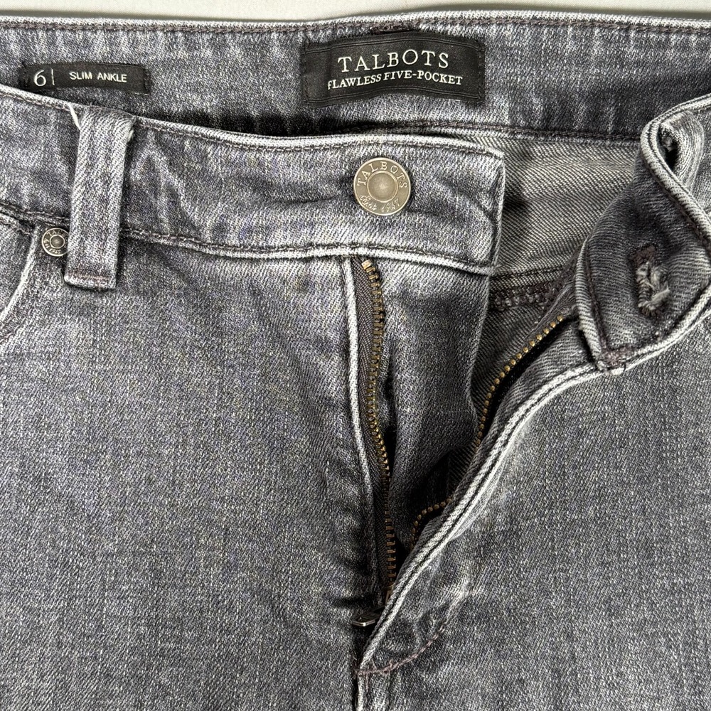 Talbots Flawless Five Pocket Slim Ankle Jeans 6 Gray Mid Rise Stretch 32x28" R9" - Picture 3 of 6